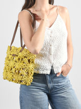 Sac Port� �paule Mediterranee Papier Les tropeziennes Jaune mediterranee TZ02-vue-porte