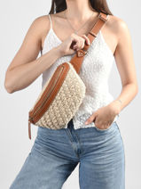 Belt Bag Leder En Raffia Paul marius Beige raphia BANANRAP-vue-porte