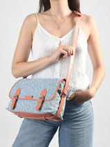 Sac Bandouli�re Louou Denim L�opard Paul marius Bleu denim leo LOULODEL-vue-porte