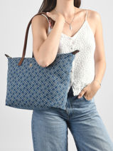 Schoudertas Popette Katoen Tommy hilfiger Blauw popette AW18613-vue-porte