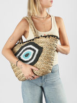 Sac Port� �paule Straw Paille Miniprix Noir straw B464-vue-porte