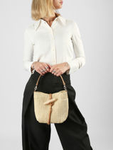 Longchamp Le roseau raphia Cross body tas Beige-vue-porte