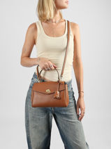 Sac Bandouli�re Farrah Cuir Lauren ralph lauren Marron farrah 31P15611-vue-porte