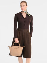 Longchamp Le pliage one Sac port� main Beige-vue-porte