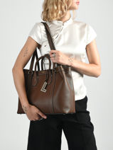 Schoudertas Belleville Leder Lancel Bruin belleville A14269-vue-porte