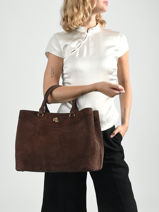 Sac Port� Main Dryden Cuir Lauren ralph lauren Marron dryden 31P15645-vue-porte