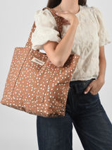 Le Sac Port� �paule A4 Mini Amelot Coton Recycl� Rivedroite Marron biche oh ma biche MAMEBICH-vue-porte