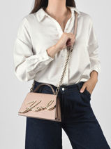 Cross Body Tas K Signature Leder Karl lagerfeld Roze k signature A1W30038-vue-porte