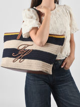 Sac Port� �paule Th Nautical Coton Tommy hilfiger Bleu th nautical AW18816-vue-porte