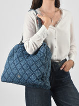 Schoudertas Th Feminine  Katoen Tommy hilfiger Blauw th feminine  AW18866-vue-porte
