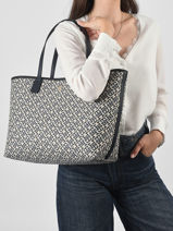 Sac Port� �paule Th Icon Polyester Recycl� Tommy hilfiger Bleu th icon AW18889-vue-porte