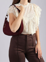 Sac Port� �paule Altesse Suede Cuir Etrier Rouge altesse suede EASU017M-vue-porte