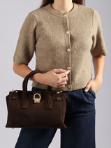 Sac Port� Main S Equestre Croco Cuir Etrier Marron equestre croco EEQC142S-vue-porte