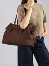 Schoudertas A4 Formaat Cavalier Nubuck Leder Etrier Bruin cavalier nubuck ECAN215L-vue-porte