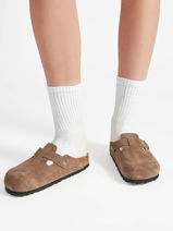 Mules En Cuir Birkenstock Marron unisex 1032795-vue-porte