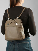Sac � Dos Cuir Hexagona Beige confort 462107-vue-porte