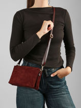 Sac Bandouli�re Velvet Caviar Cuir Milano Violet velvet caviar VC24117-vue-porte