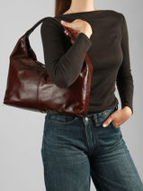 Sac Port� �paule Shiny Sauvage Cuir Milano Marron shiny sauvage SS26061-vue-porte