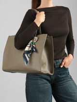 Sac Port� �paule Saffiano Polyester David jones Gris saffiano 4N-vue-porte