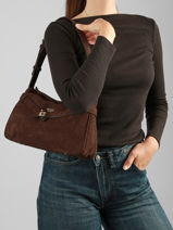 Sac Port� �paule Ella Aspect Daim Guess Marron ella SG975418-vue-porte