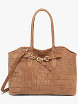 Cabas Velvet Croco Cuir Milano Marron velvet croco CV26063
