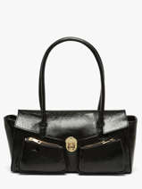 Baguette-tas Shiny Sauvage Leder Milano Zwart shiny sauvage SS26063