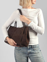 Schoudertas Suede Leder Lancaster Bruin suede 58-vue-porte