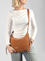 Schoudertas Suede Leder Lancaster Bruin suede 82-vue-porte