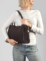 Sac Port� Main Suede Ida Cuir Lancaster Marron suede ida 102-vue-porte