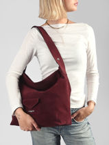 Sac Port� �paule Su�dine Kba Lancaster Rouge suedine kba 62-vue-porte