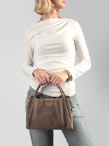 Sac Port� Main Suede Ida Cuir Lancaster Beige suede ida 101-vue-porte