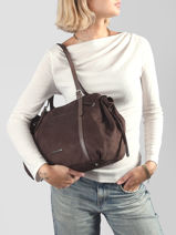 Sac Port� �paule Velvet Emma Polyester Lancaster Marron velvet emma 97-vue-porte