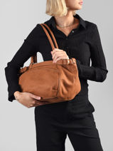 Schoudertas Lune Nubuckleer Vanessa bruno Bruin lune 3V40921-vue-porte