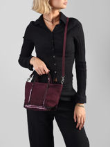 Cross Body Tas Baby Cabas Linnen Vanessa bruno Violet cabas lin 31V40410-vue-porte