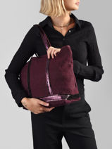 Le Cabas Zipp� M Lin Et Paillettes Vanessa bruno Violet cabas lin 31V40378-vue-porte