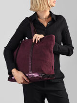 Le Cabas L Lin Et Paillettes Vanessa bruno Violet cabas lin 31V40315-vue-porte