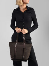 Sac Port� Main Cabas Coton Vanessa bruno Marron cabas 1V40378-vue-porte
