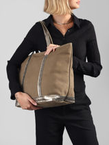 Sac Port� �paule Cabas Cuir Cuir Vanessa bruno Vert cabas cuir 8V40409-vue-porte