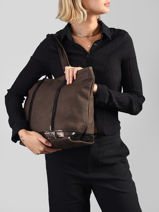 Handtas Cabas Cuir Leder Vanessa bruno Bruin cabas cuir 8V40378-vue-porte