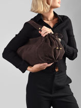 Schoudertas Studio Leder Gerard darel Bruin studio DES01477-vue-porte