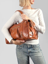 Sac Port� �paule Shiny Sauvage Cuir A4 Milano Marron shiny sauvage SS24095-vue-porte
