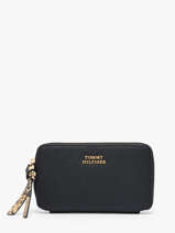 Portefeuille Leder Tommy hilfiger Zwart th leather AW18939