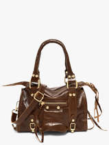 Sac Port� Main Shiny Sauvage Cuir Milano Marron shiny sauvage SS24093