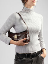 Sac Port� �paule Shiny Sauvage Cuir Milano Marron shiny sauvage SS26064-vue-porte