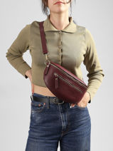 Sac Banane Cuir Milano Marron caviar CA23111O-vue-porte