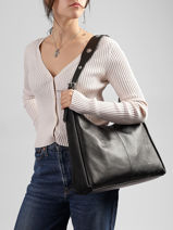 Schoudertas Tina Glad Leder Nat et nin Zwart vintage TINA-vue-porte