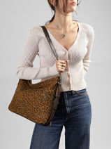 Sac Port� �paule Moreen Cuir Daim Nat et nin Marron vintage MOREEN-vue-porte