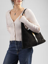 Sac Port� �paule Vintage Cuir Nat et nin Noir vintage ROMEO-vue-porte