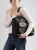 Sac Port� Main A4 Denim Paul marius Noir denim DANDYDEN-vue-porte