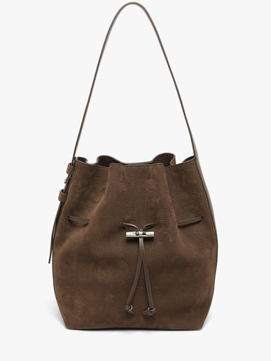 Longchamp Le roseau coulisse nubuck Handtas Bruin